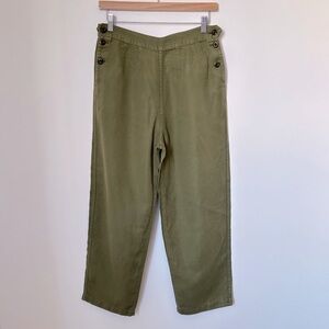 Outerknown Olive Green High-Rise Straight Leg Pants
